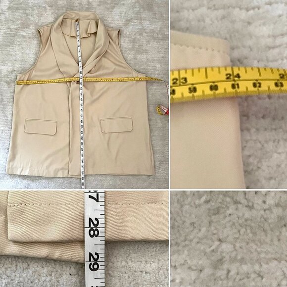 Open Front Collared Vest Womens 2XL Cream Beige Neutral Sleeveless - Picture 5 of 8